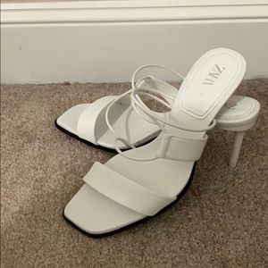 White Zara Strappy Mules